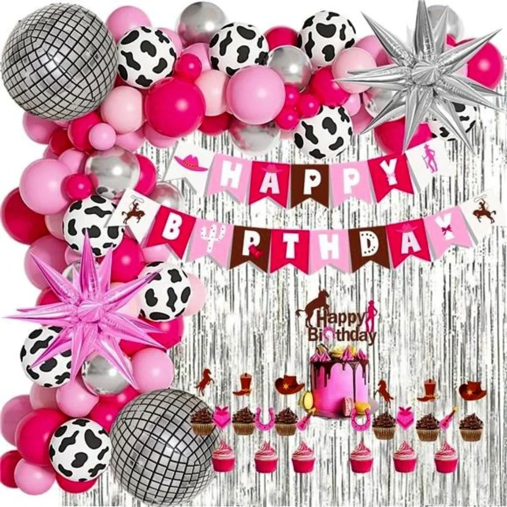 Pink & Barbie Themed 112Pcs Cute Birthday Party Decorations